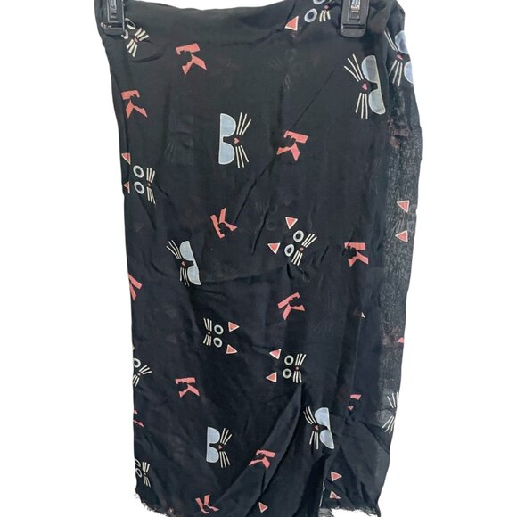 Karl Lagerfeld Black Cat Print Scarf Lightweight & Stylish - Picture 1 of 4